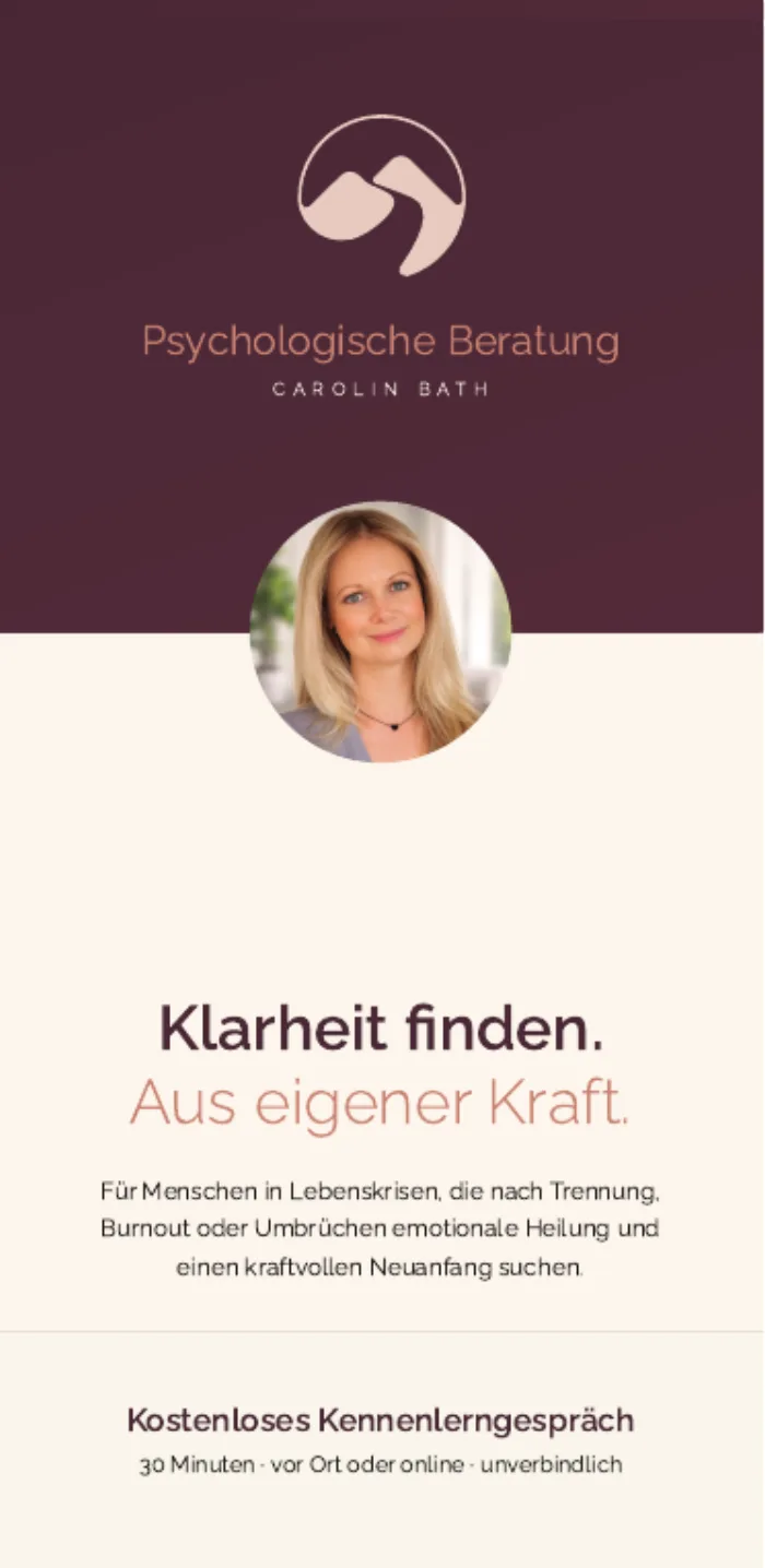 Flyer DIN lang für die Psychologische Beratung Carolin Bath